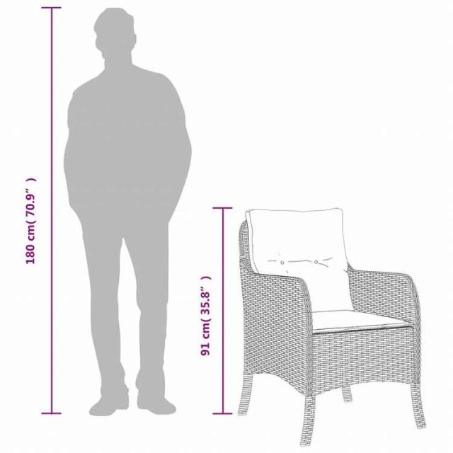 vidaXL ガーデンチェア クッション付き 2点 グレー ポリラタン家具 アウトドア家具 屋外椅子 アウトドアベンチチェア(代引不可)【送料無料】_8