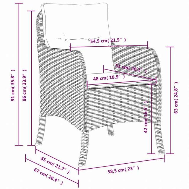 vidaXL ガーデンチェア クッション付き 2点 グレー ポリラタン家具 アウトドア家具 屋外椅子 アウトドアベンチチェア(代引不可)【送料無料】_9