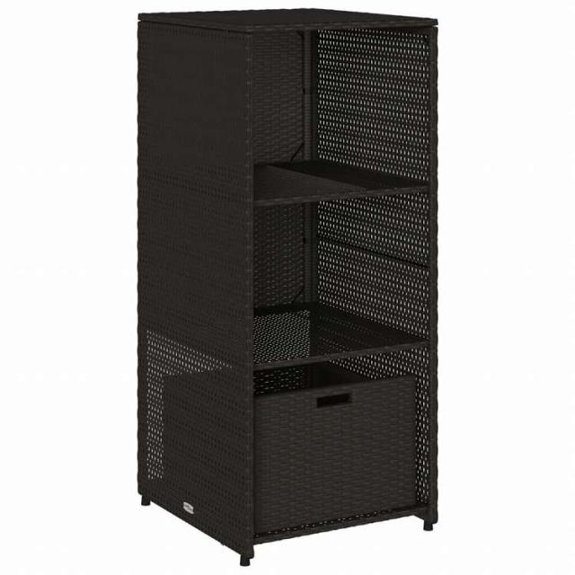 vidaXL ガーデン収納キャビネット 50x55x115 cm ポリラタン製 ブラック家具 アウトドア家具 屋外収納ボックス(代引不可)【送料無料】_1