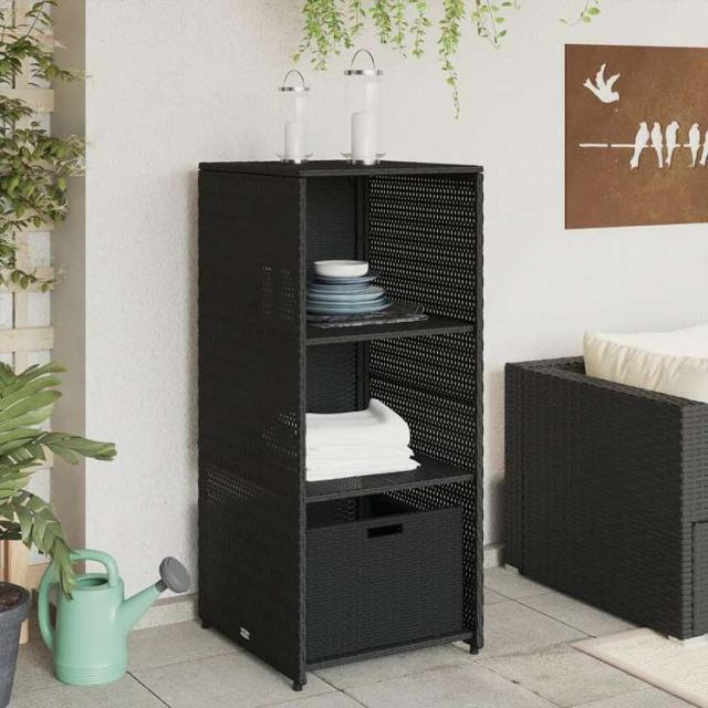 vidaXL ガーデン収納キャビネット 50x55x115 cm ポリラタン製 ブラック家具 アウトドア家具 屋外収納ボックス(代引不可)【送料無料】_2