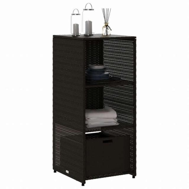 vidaXL ガーデン収納キャビネット 50x55x115 cm ポリラタン製 ブラック家具 アウトドア家具 屋外収納ボックス(代引不可)【送料無料】_3