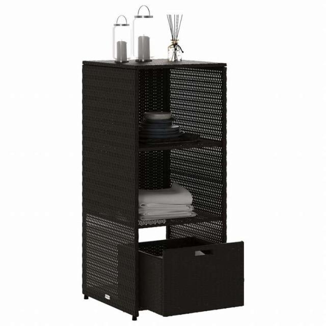 vidaXL ガーデン収納キャビネット 50x55x115 cm ポリラタン製 ブラック家具 アウトドア家具 屋外収納ボックス(代引不可)【送料無料】_4