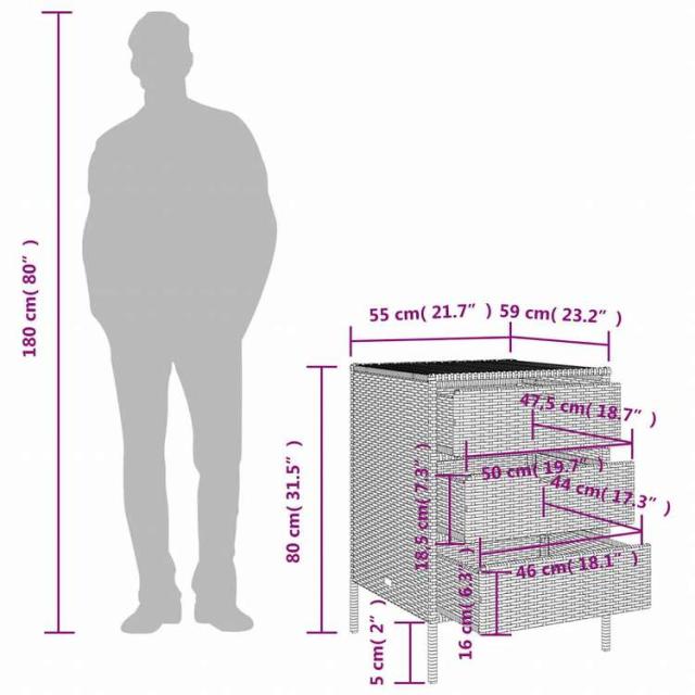 vidaXL ガーデン収納キャビネット 55x59x80 cm ポリラタン製 ブラック家具 アウトドア家具 屋外収納ボックス(代引不可)【送料無料】_11