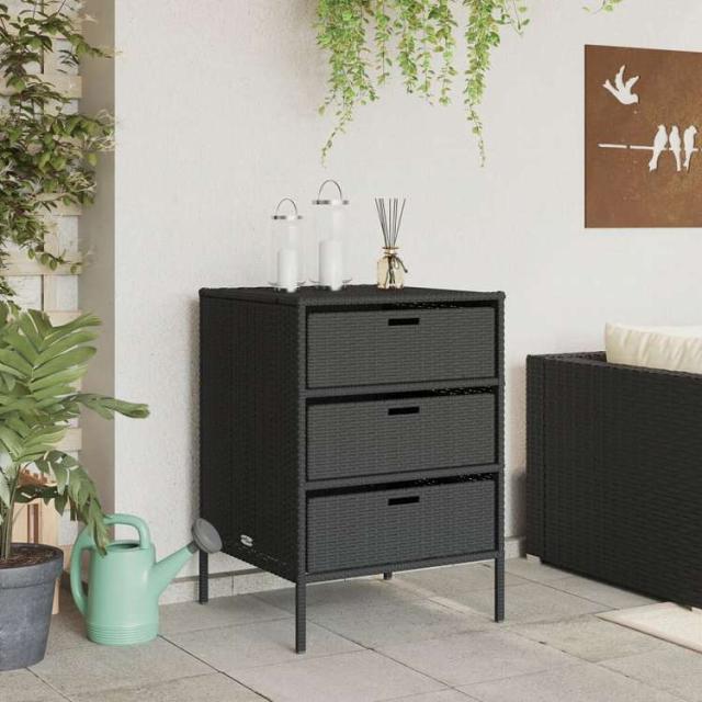 vidaXL ガーデン収納キャビネット 55x59x80 cm ポリラタン製 ブラック家具 アウトドア家具 屋外収納ボックス(代引不可)【送料無料】_2