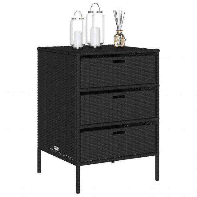 vidaXL ガーデン収納キャビネット 55x59x80 cm ポリラタン製 ブラック家具 アウトドア家具 屋外収納ボックス(代引不可)【送料無料】_3