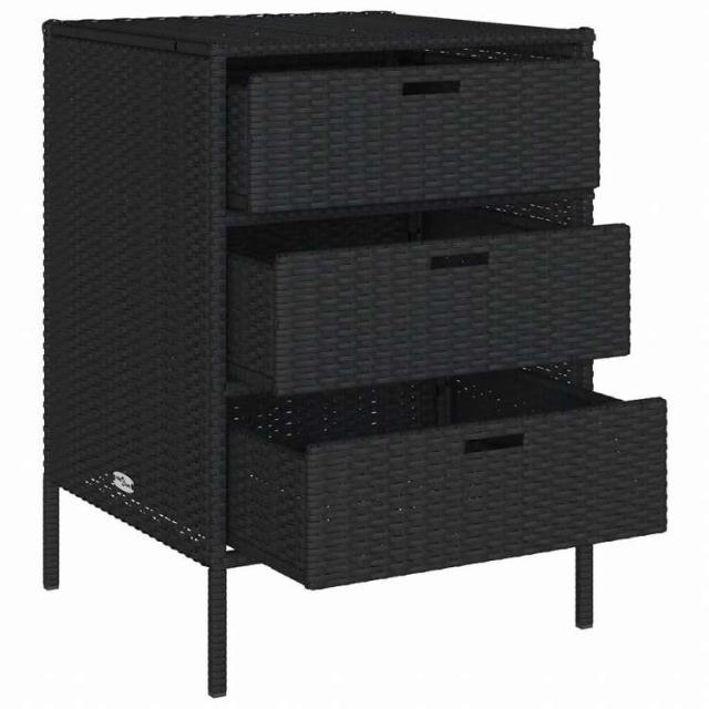 vidaXL ガーデン収納キャビネット 55x59x80 cm ポリラタン製 ブラック家具 アウトドア家具 屋外収納ボックス(代引不可)【送料無料】_5