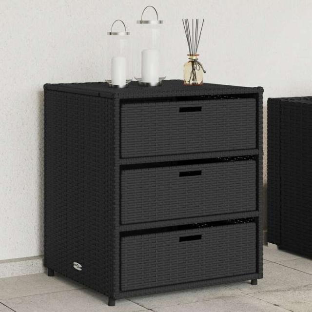 vidaXL ガーデン収納キャビネット 55x59x69 cm ポリラタン製 ブラック家具 アウトドア家具 屋外収納ボックス(代引不可)【送料無料】
