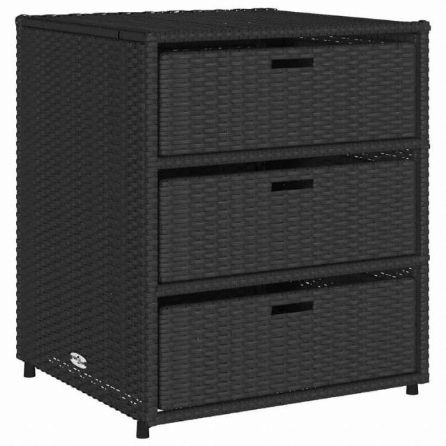 vidaXL ガーデン収納キャビネット 55x59x69 cm ポリラタン製 ブラック家具 アウトドア家具 屋外収納ボックス(代引不可)【送料無料】_1