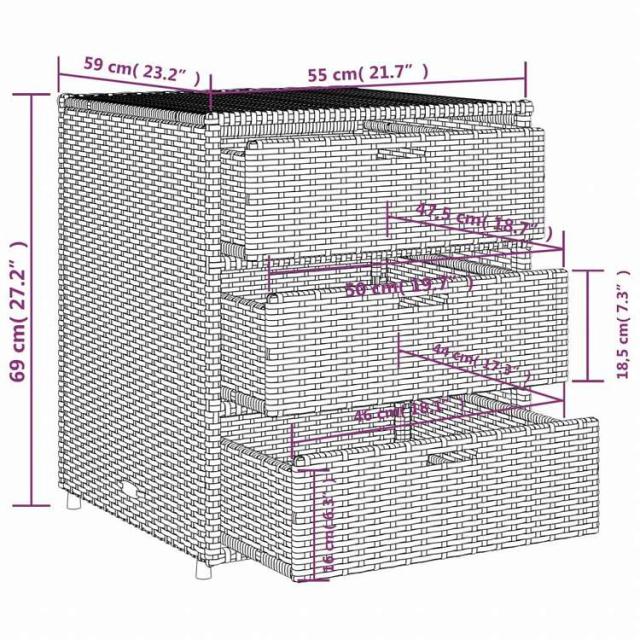 vidaXL ガーデン収納キャビネット 55x59x69 cm ポリラタン製 ブラック家具 アウトドア家具 屋外収納ボックス(代引不可)【送料無料】_12