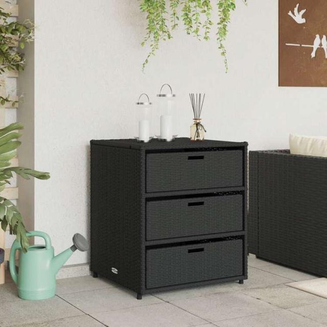 vidaXL ガーデン収納キャビネット 55x59x69 cm ポリラタン製 ブラック家具 アウトドア家具 屋外収納ボックス(代引不可)【送料無料】_2