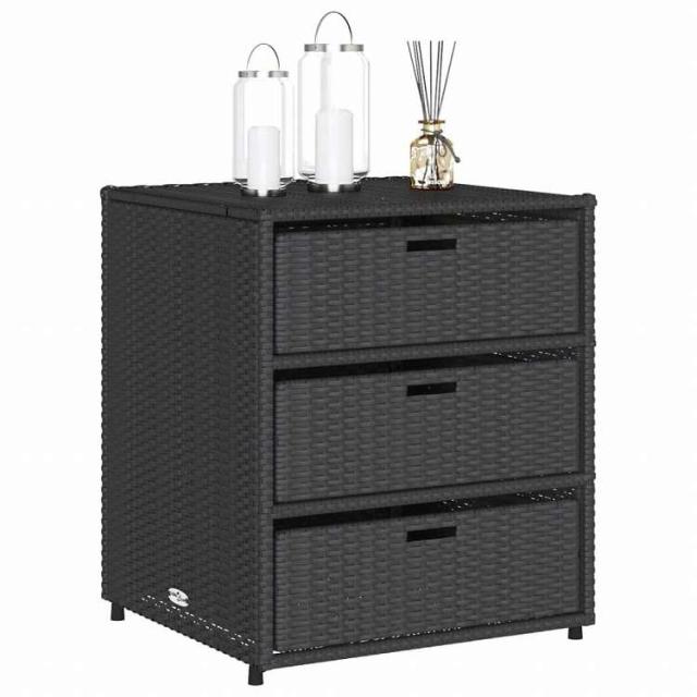 vidaXL ガーデン収納キャビネット 55x59x69 cm ポリラタン製 ブラック家具 アウトドア家具 屋外収納ボックス(代引不可)【送料無料】_3