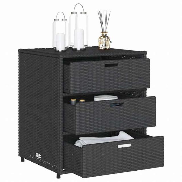 vidaXL ガーデン収納キャビネット 55x59x69 cm ポリラタン製 ブラック家具 アウトドア家具 屋外収納ボックス(代引不可)【送料無料】_4