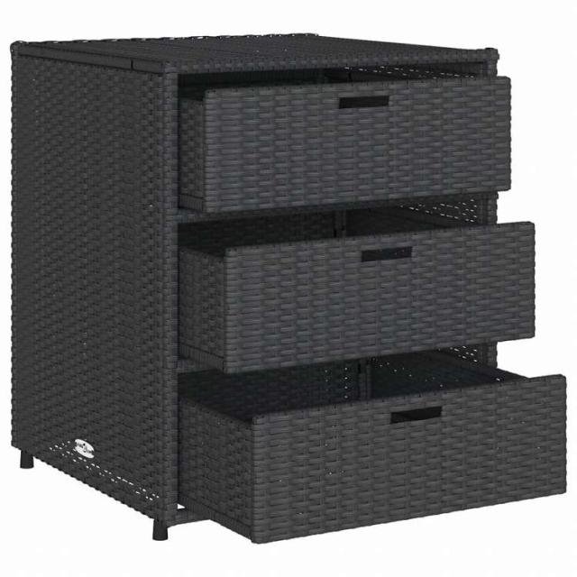 vidaXL ガーデン収納キャビネット 55x59x69 cm ポリラタン製 ブラック家具 アウトドア家具 屋外収納ボックス(代引不可)【送料無料】_5