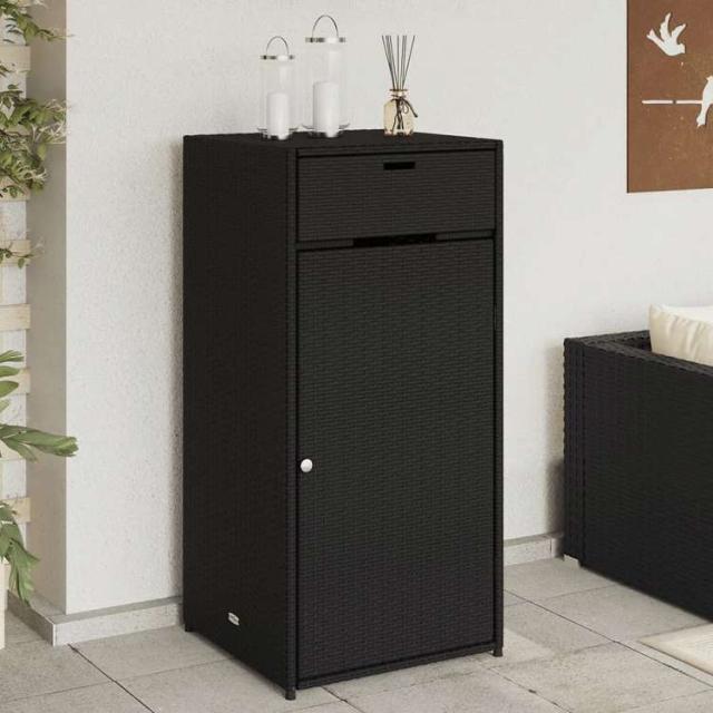 vidaXL ガーデン収納キャビネット 55x55x111 cm ポリラタン製 ブラック家具 アウトドア家具 屋外収納ボックス(代引不可)【送料無料】