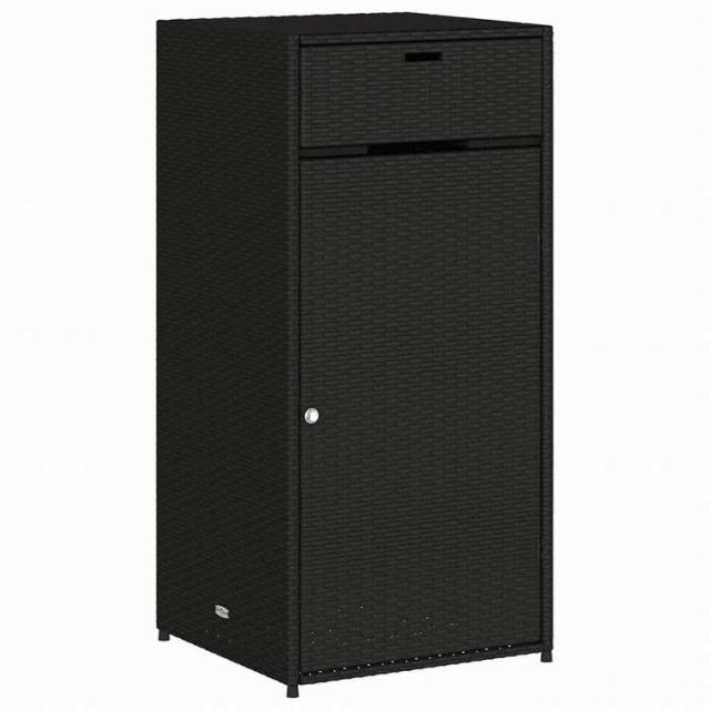 vidaXL ガーデン収納キャビネット 55x55x111 cm ポリラタン製 ブラック家具 アウトドア家具 屋外収納ボックス(代引不可)【送料無料】_1