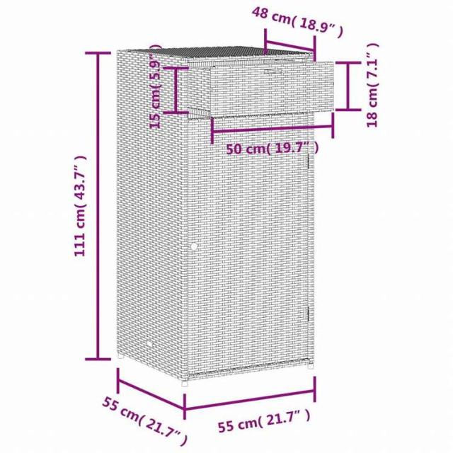vidaXL ガーデン収納キャビネット 55x55x111 cm ポリラタン製 ブラック家具 アウトドア家具 屋外収納ボックス(代引不可)【送料無料】_12