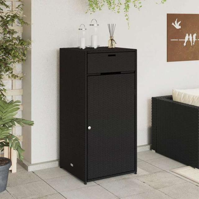 vidaXL ガーデン収納キャビネット 55x55x111 cm ポリラタン製 ブラック家具 アウトドア家具 屋外収納ボックス(代引不可)【送料無料】_2