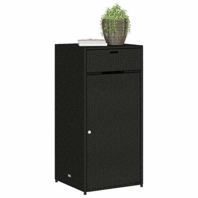 vidaXL ガーデン収納キャビネット 55x55x111 cm ポリラタン製 ブラック家具 アウトドア家具 屋外収納ボックス(代引不可)【送料無料】_3