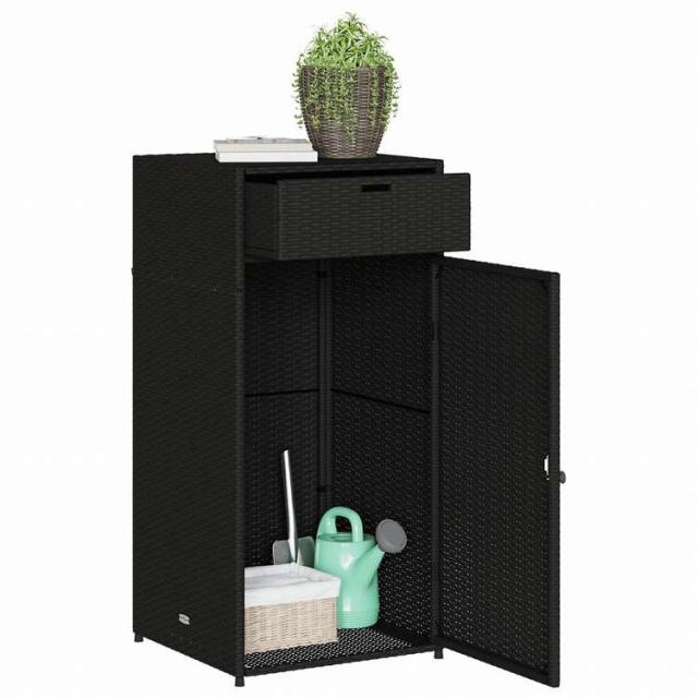 vidaXL ガーデン収納キャビネット 55x55x111 cm ポリラタン製 ブラック家具 アウトドア家具 屋外収納ボックス(代引不可)【送料無料】_4