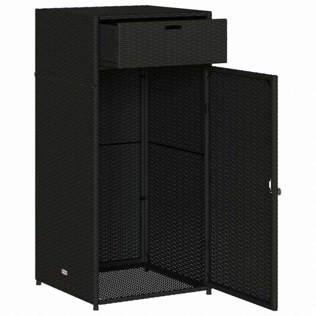 vidaXL ガーデン収納キャビネット 55x55x111 cm ポリラタン製 ブラック家具 アウトドア家具 屋外収納ボックス(代引不可)【送料無料】_5