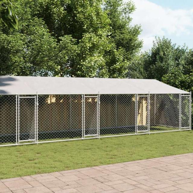 vidaXL 犬用ケージ ルーフ&ドア付き グレー 12x2x2 m 亜鉛メッキ鋼動物&ペット用品 ペット用品 犬用品 犬小屋・ドッグラン(代引不可)【送料無料】
