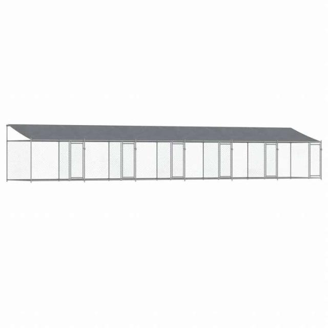 vidaXL 犬用ケージ ルーフ&ドア付き グレー 12x2x2 m 亜鉛メッキ鋼動物&ペット用品 ペット用品 犬用品 犬小屋・ドッグラン(代引不可)【送料無料】_1