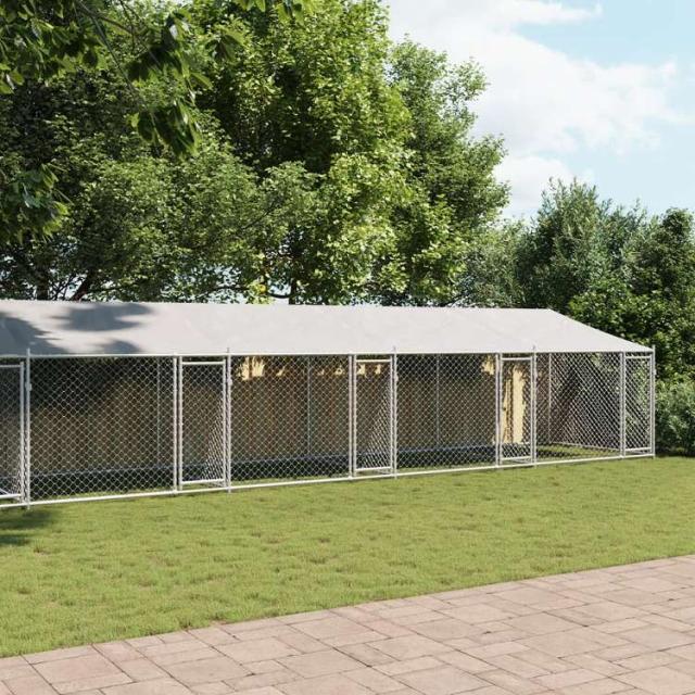 vidaXL 犬用ケージ ルーフ&ドア付き グレー 12x2x2 m 亜鉛メッキ鋼動物&ペット用品 ペット用品 犬用品 犬小屋・ドッグラン(代引不可)【送料無料】_2