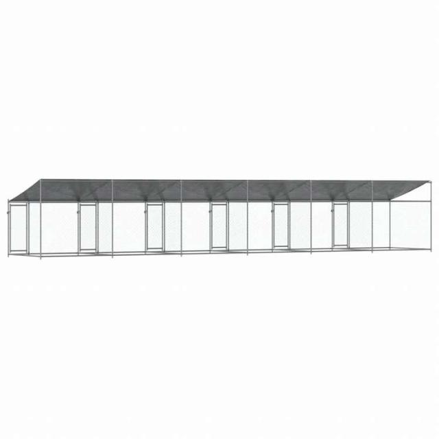 vidaXL 犬用ケージ ルーフ&ドア付き グレー 12x2x2 m 亜鉛メッキ鋼動物&ペット用品 ペット用品 犬用品 犬小屋・ドッグラン(代引不可)【送料無料】_5