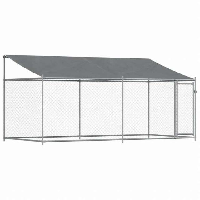 vidaXL 犬用ケージ ルーフ&ドア付き グレー 4x2x2 m 亜鉛メッキ鋼Animals & Pet Supplies ペット用品 犬用品 犬小屋・ドッグラン(代引不可)【送料無料】_1
