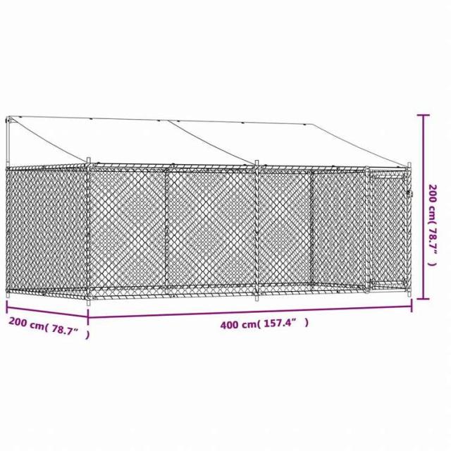 vidaXL 犬用ケージ ルーフ&ドア付き グレー 4x2x2 m 亜鉛メッキ鋼Animals & Pet Supplies ペット用品 犬用品 犬小屋・ドッグラン(代引不可)【送料無料】_8