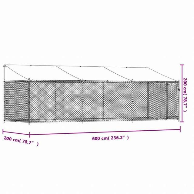 vidaXL 犬用ケージ ルーフ&ドア付き グレー 6x2x2 m 亜鉛メッキ鋼動物&ペット用品 ペット用品 犬用品 犬小屋・ドッグラン(代引不可)【送料無料】_8