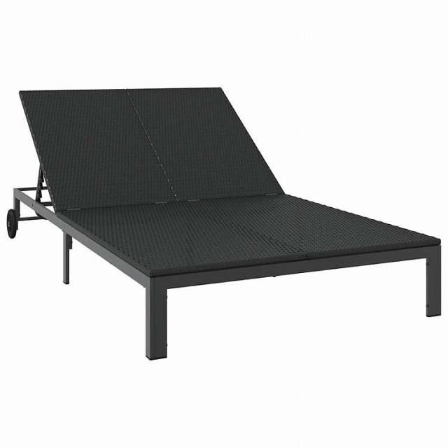 vidaXL サンベッド ブラック 206 x 115 x 75 cm ポリラタン家具 アウトドア家具 屋外椅子 サンラウンジャーブラック(代引不可)【送料無料】