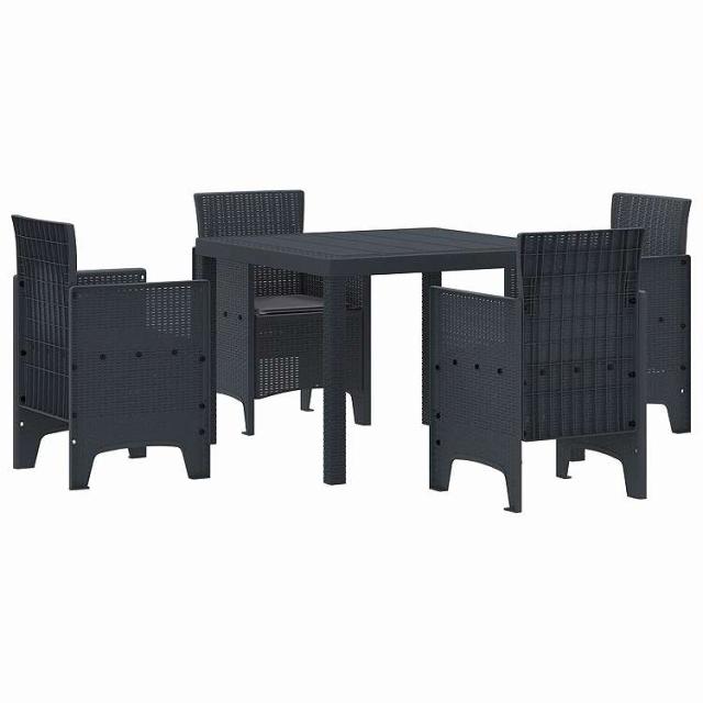 vidaXL ガーデンダイニングセット 5 pcs アンスラサイト ポリプロピレン家具 アウトドア家具 屋外家具セットアントラシート(代引不可)【送料無料】