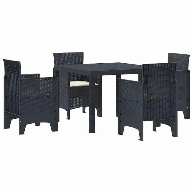 vidaXL ガーデンダイニングセット 5 pcs アンスラサイト ポリプロピレン家具 アウトドア家具 屋外家具セットアントラシート(代引不可)【送料無料】