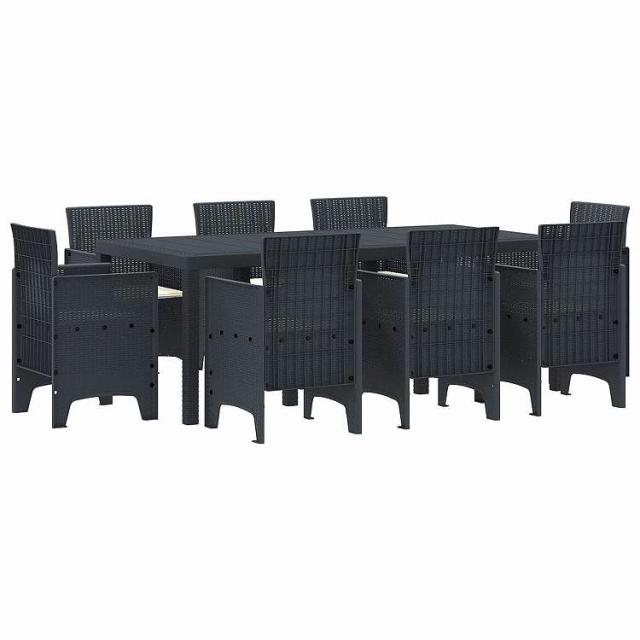 vidaXL ガーデンダイニングセット 9 pcs アンスラサイト ポリプロピレン家具 アウトドア家具 屋外家具セットアントラシート(代引不可)【送料無料】