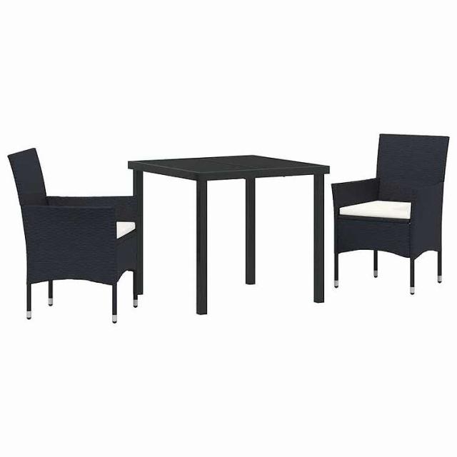 vidaXL ガーデンダイニングセット クッション付き 5 pcs ブラック ポリラタン家具 アウトドア家具 屋外家具セットブラック(代引不可)【送料無料】