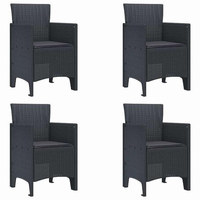vidaXL ガーデンチェア クッション付き 4 pcs アンスラサイト 53 x 49 x 85 cm ポリプロピレン家具 アウトドア家具 屋外椅子 アウトドアベンチチェアアントラシート(代引不可)【送料無料】 16,949円