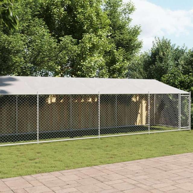 vidaXL 犬用ケージ ルーフ&ドア付き グレー 10x2x2 m 亜鉛メッキ鋼動物&ペット用品 ペット用品 犬用品 犬小屋・ドッグラン(代引不可)【送料無料】