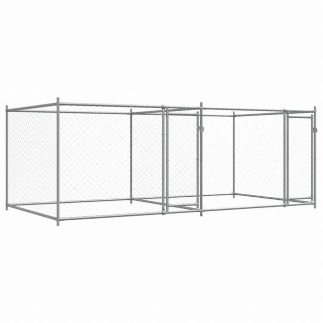 vidaXL 犬用ケージ ドア付き グレー 4x2x1.5 m 亜鉛メッキ鋼動物