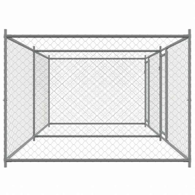 vidaXL 犬用ケージ ドア付き グレー 4x2x1.5 m 亜鉛メッキ鋼動物