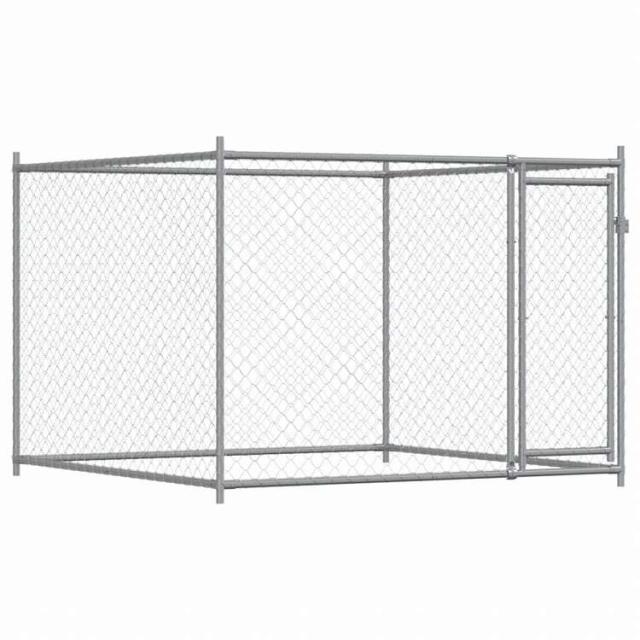 vidaXL 犬用ケージ ドア付き グレー 4x2x1.5 m 亜鉛メッキ鋼動物