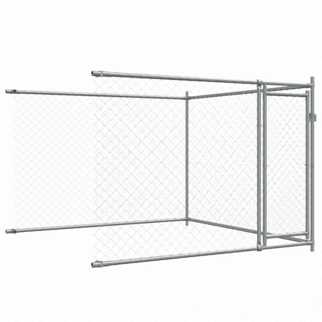 vidaXL 犬用ケージ ドア付き グレー 4x2x1.5 m 亜鉛メッキ鋼動物
