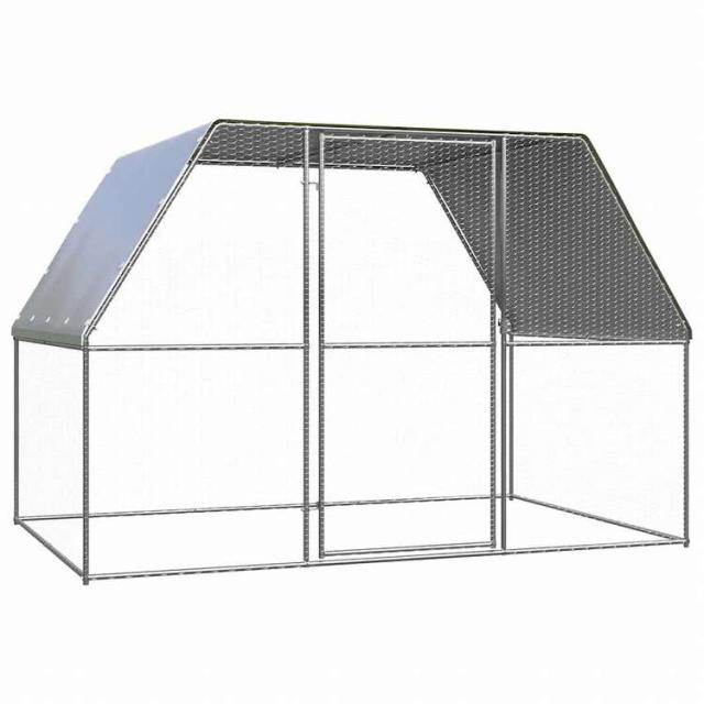 vidaXL 鶏小屋 シルバー&グレー 3x2x2 m 亜鉛メッキ鋼動物&ペット用品 ペット用品 小動物用品 小動物 飼育・ケージ(代引不可)【送料無料】