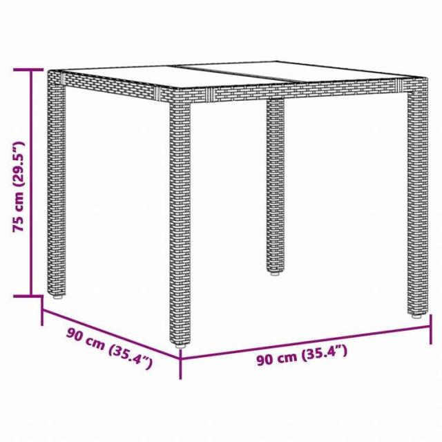 vidaXL ガーデンテーブル ガラストップ付き 90x90x75 cm ポリラタン製 ブラック家具 アウトドア家具 アウトドアテーブル(代引不可)【送料無料】_10