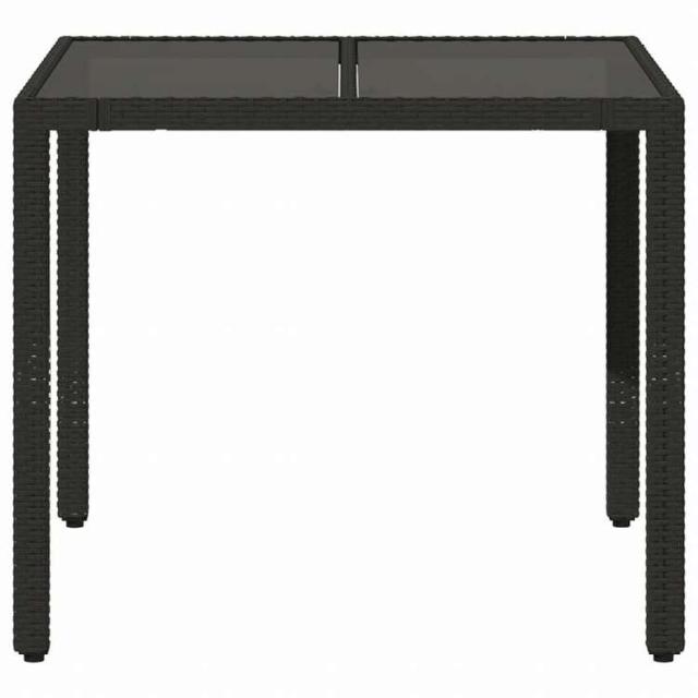 vidaXL ガーデンテーブル ガラストップ付き 90x90x75 cm ポリラタン製 ブラック家具 アウトドア家具 アウトドアテーブル(代引不可)【送料無料】_3
