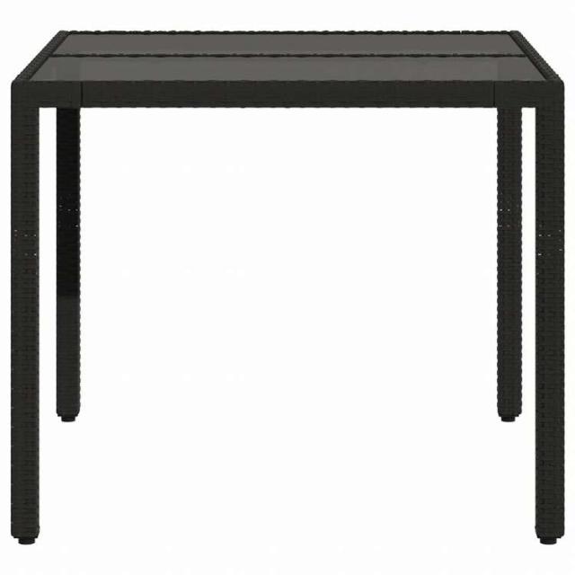 vidaXL ガーデンテーブル ガラストップ付き 90x90x75 cm ポリラタン製 ブラック家具 アウトドア家具 アウトドアテーブル(代引不可)【送料無料】_4