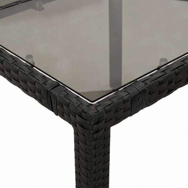 vidaXL ガーデンテーブル ガラストップ付き 90x90x75 cm ポリラタン製 ブラック家具 アウトドア家具 アウトドアテーブル(代引不可)【送料無料】_7