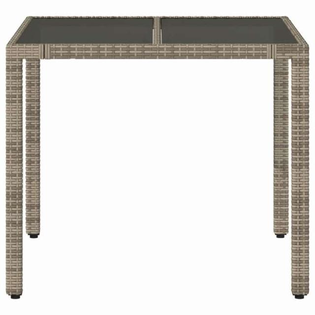 vidaXL ガーデンテーブル ガラストップ付き 90x90x75 cm ポリラタン製 グレー家具 アウトドア家具 アウトドアテーブル(代引不可)【送料無料】_3