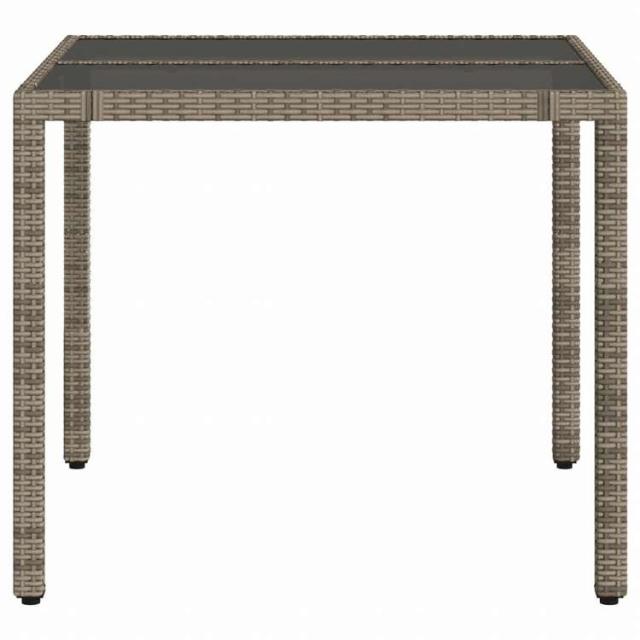 vidaXL ガーデンテーブル ガラストップ付き 90x90x75 cm ポリラタン製 グレー家具 アウトドア家具 アウトドアテーブル(代引不可)【送料無料】_4