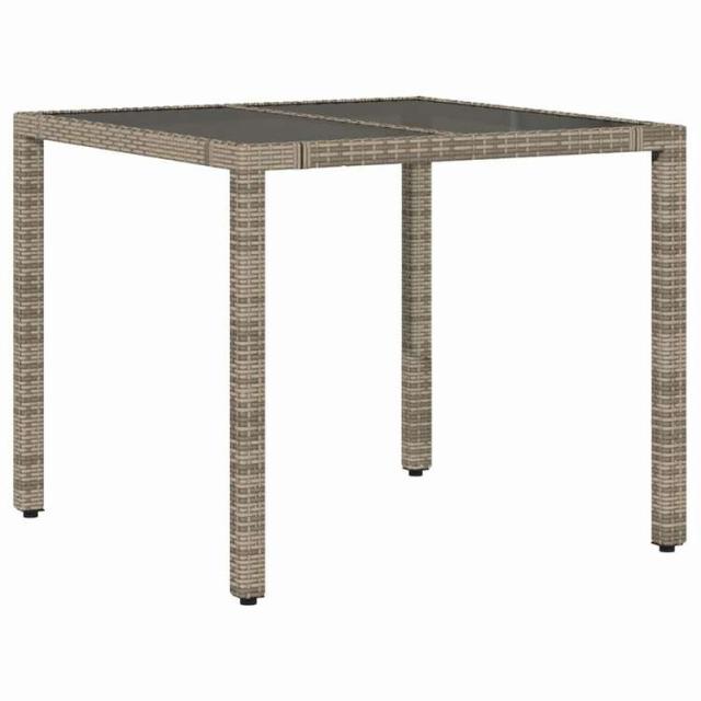 vidaXL ガーデンテーブル ガラストップ付き 90x90x75 cm ポリラタン製 グレー家具 アウトドア家具 アウトドアテーブル(代引不可)【送料無料】_5